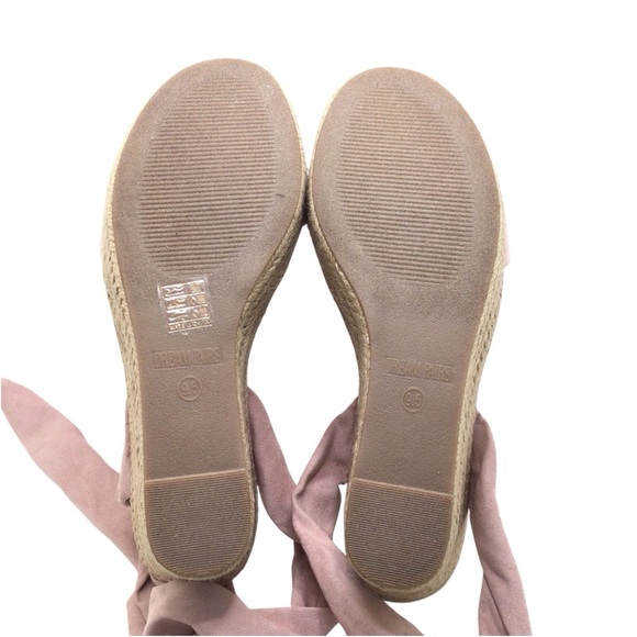 NWOB Dream Pairs Womens Pink Faux Suede Ankle Tie Lace Up Platform Wedges 9.5 - Picture 9 of 12